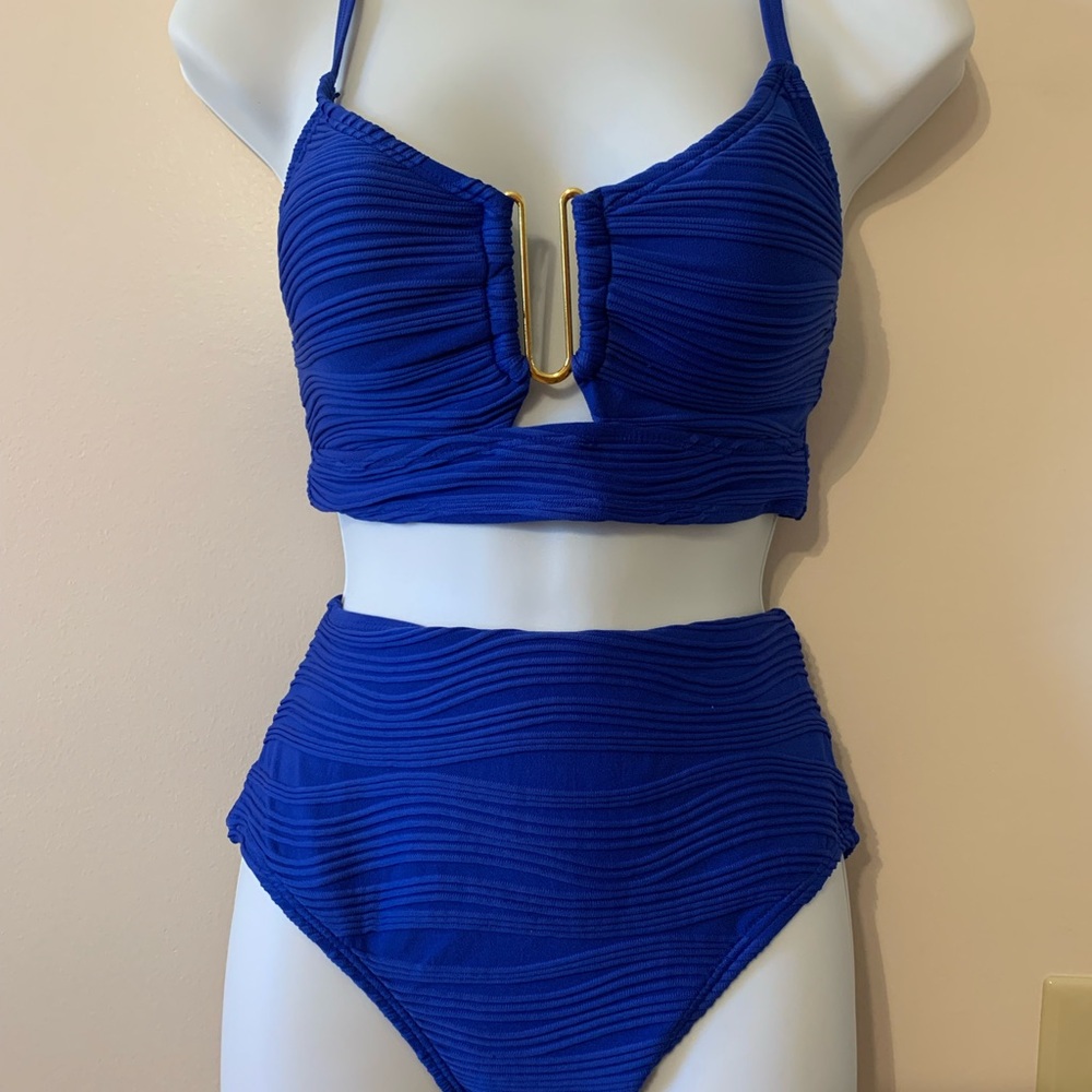 Elegant Blue High-Waisted Bikini
